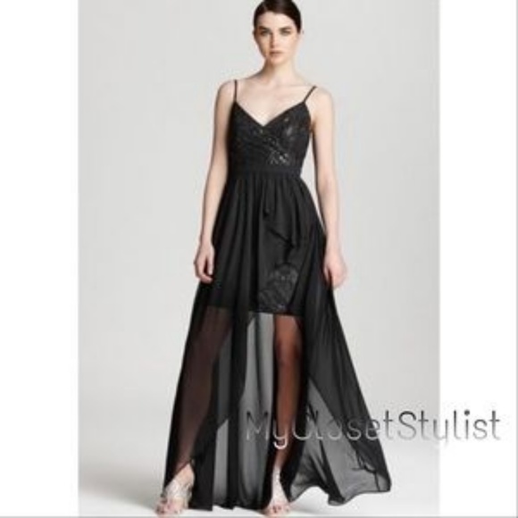 AQUA Hi Low Prom Semi-Formal Sequins White Dress 2 - Picture 2 of 6